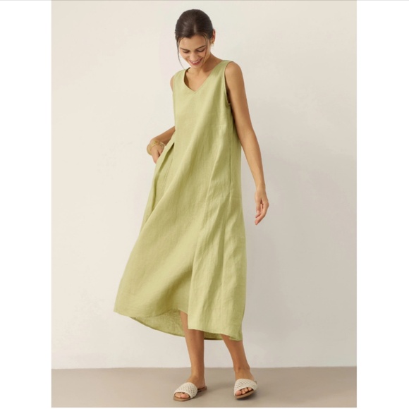 100% Linen Sleeveless A-Line Maxi Dress TARA - Picture 7 of 10